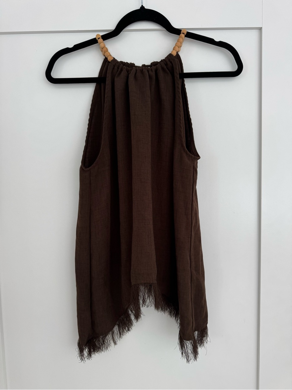 Zara Brown Halter Fringe Top Boho Y2K Medium